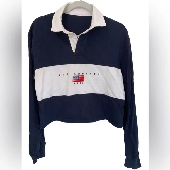 John Galt Los Angeles Sweatshirt Navy Size S - Picture 1 of 4